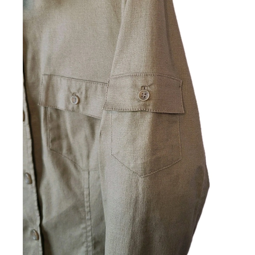 Y2K Alexandra Bartlett Women's Khaki Utility Jacket Button Up Pockets SZ 8 - Picture 4 of 12